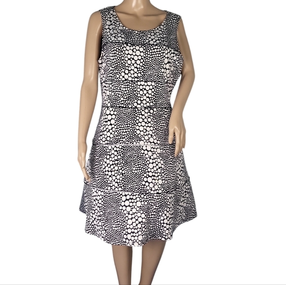 Perceptions Womens Black White Dots Dress - Picture 1 of 3